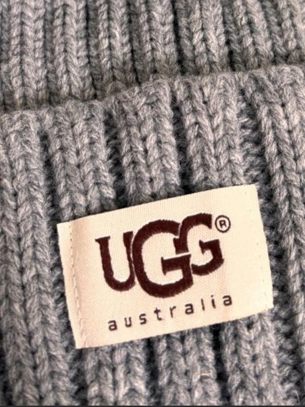 UGG Gray Knit Pom Beanie